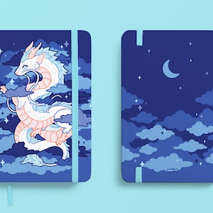 Night Sky Dragon A5 Blank Journal Leatherette Notebook Sketchbook Planner