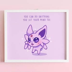 Impressão artística de cartão postal Pokémon Espeon 5" x 7"
