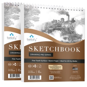 FIXSMITH 5.5x8.5 Sketch Book | 160 Sheets (68 lb/100gsm) | 2 Pack Sketchbooks | Top Spiral Bound Artist Sketch Pad | Acid Free Drawing Pad | Ideal