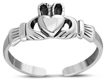 Sterling Silver Irish Claddagh Adjustable Toe Ring