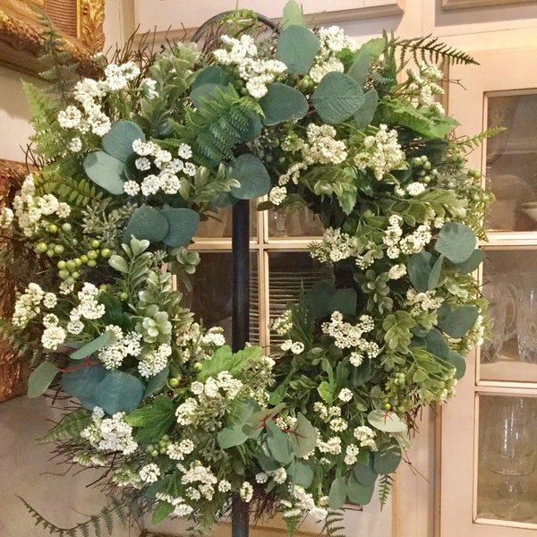 READY TO SHIP | Farmhouse Wreath | Everyday Wreath | Eucalyptus Wreath | Front door Wreath | Greenery  Wreath | Willa Green Home