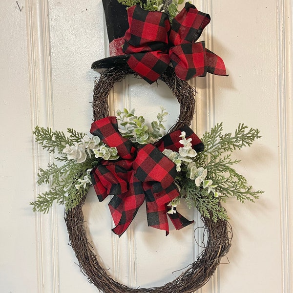 Snowman Wreath | Christmas Wreath | Door Decoration | Snowman Door Hanger | Front Door Wreath | Wreath | Willa Green Home