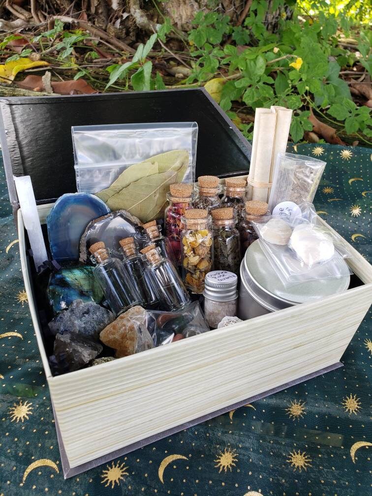 Large Mystery Box With Glass Vials Altar Starter Wiccan Etsy