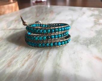 Aqua Blue Wrap Bracelet