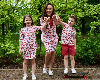 The set of oversized tunic dresses for mother and daughter - chilli out