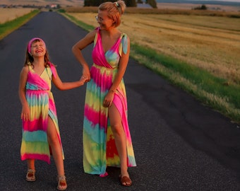 Summer dresses for mum and daughter-RAINBOW- extras for free!