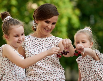 A charming summer set of the same dresses for Mom and Daughter for special occasions -  Berries!