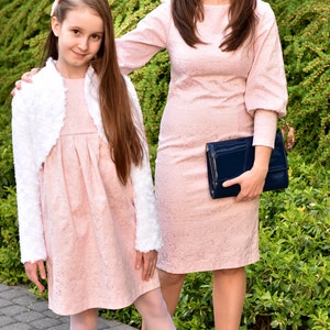 Mother & daughter New Royal dresses powder pink, matching outfit, family outfit, matching mother daughter outfits, mutter tochter kleid image 3