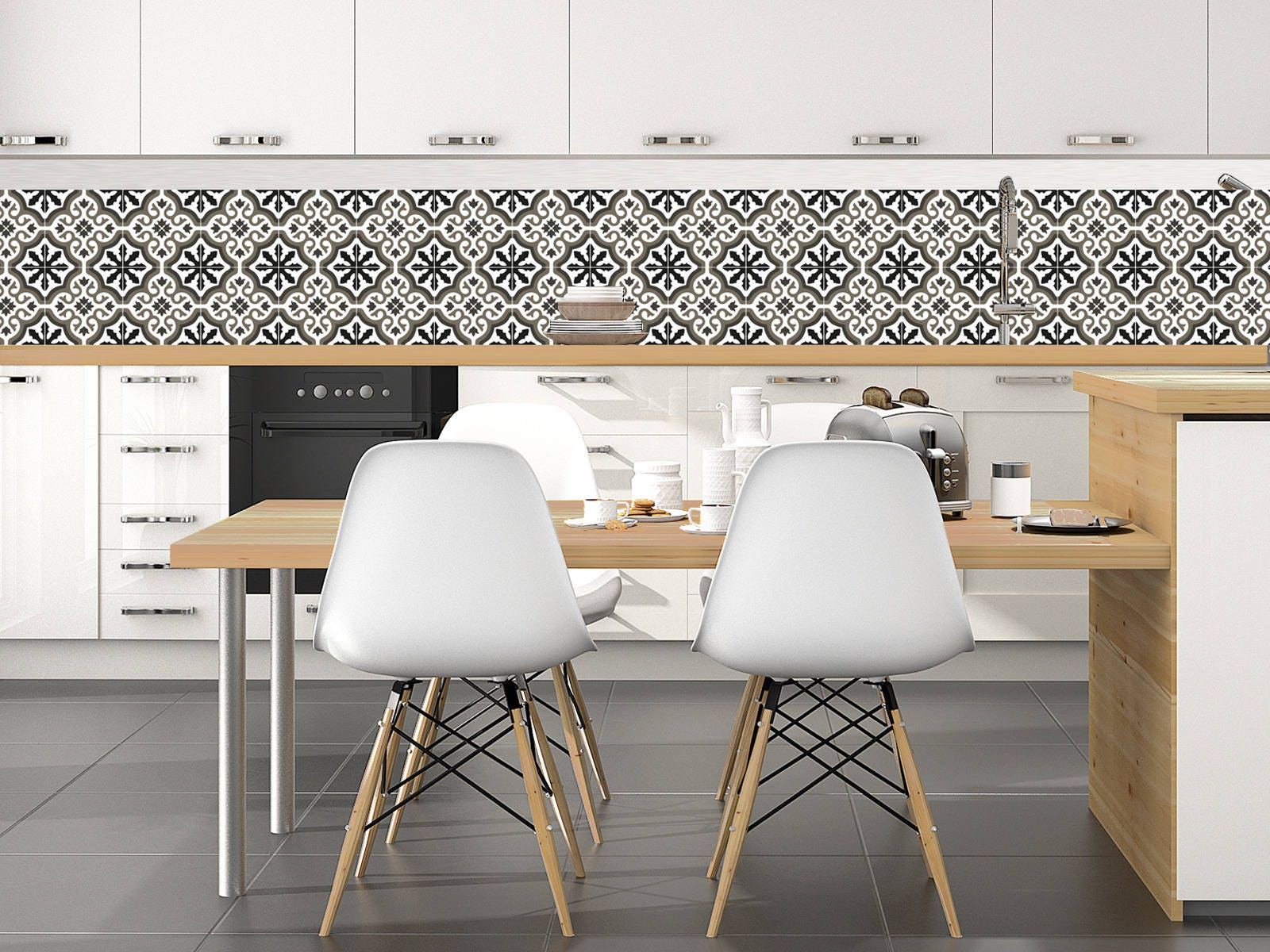 Crédence Adhésive Imperméabilisée Trianon Noir