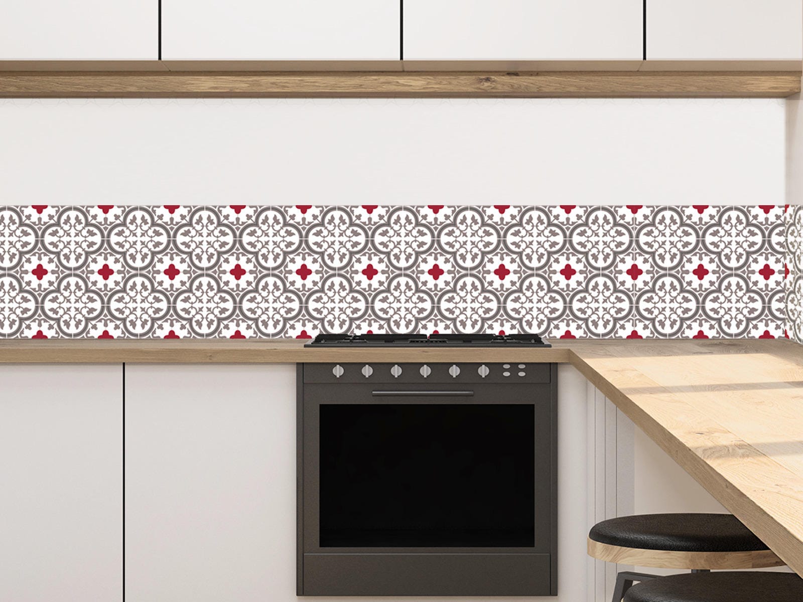 Crédence Adhésive Imperméabilisée Tuileries Rouge