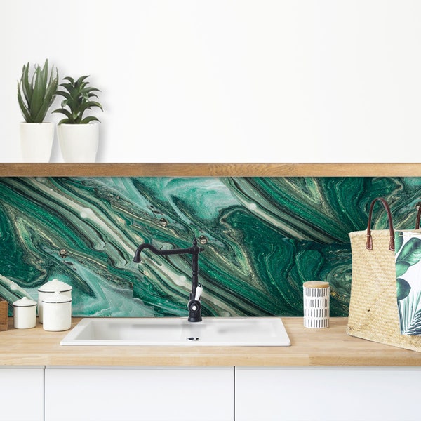 GREEN MARBLE waterproof adhesive splashback