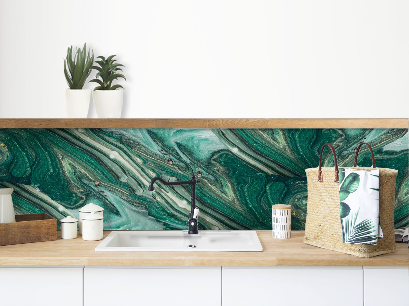 Crédence Adhésive Imperméabilisée Marbre Vert