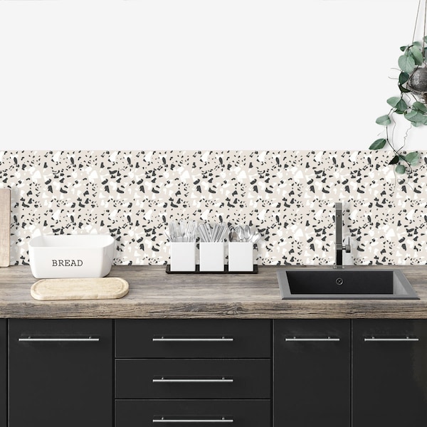 TERRAZZO greige waterproof adhesive splashback