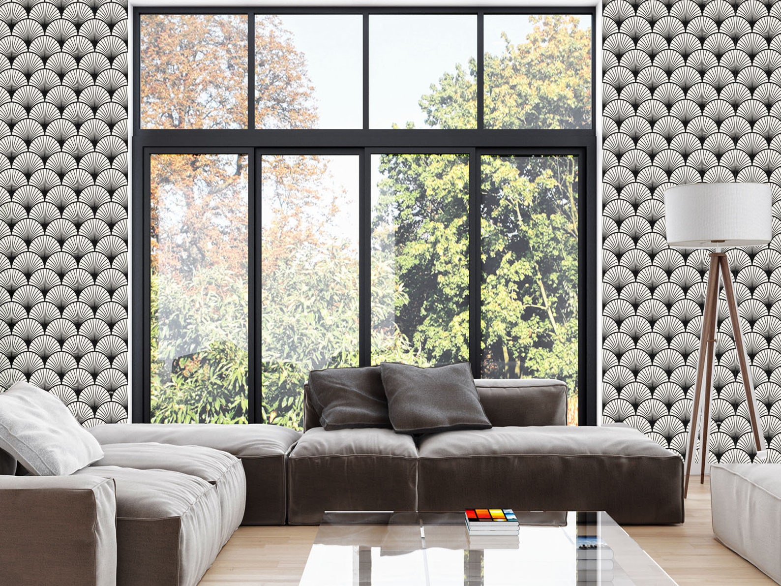 Repositionable Adhesive Wallpaper SEIGAIHA BLACK Etsy