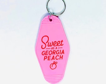 Georgia Peach Motel Keychain | Vintage Motel Tags | Georgia Keychain