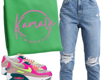 I'm with her | Pink and Green shirt |
