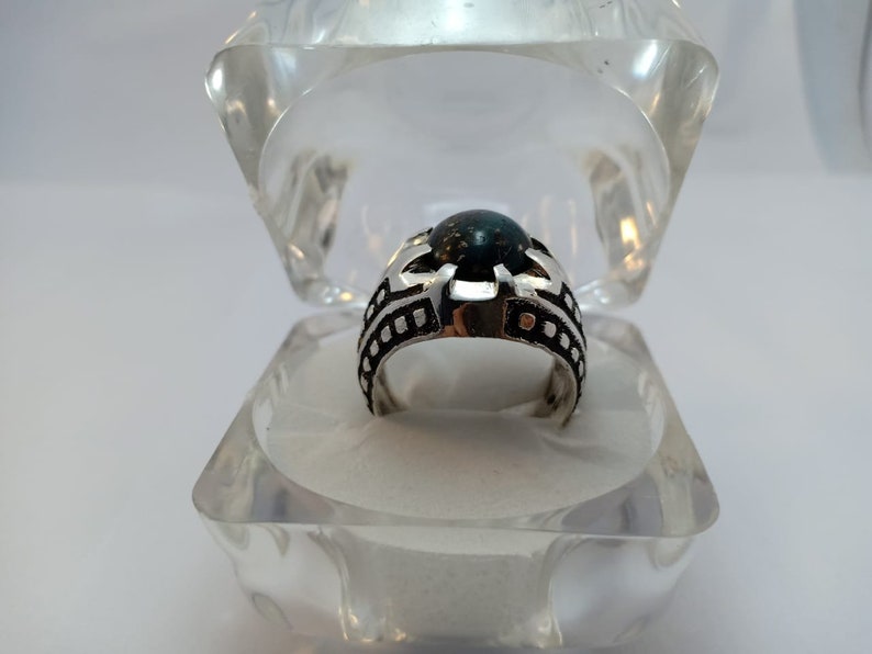 Very Old Real Mens Sabza Ring 925 Sterling Silver Green Turquoise Ring Mens Feroza Ring Handmade Ring Unheated Untreated Firoza Ring