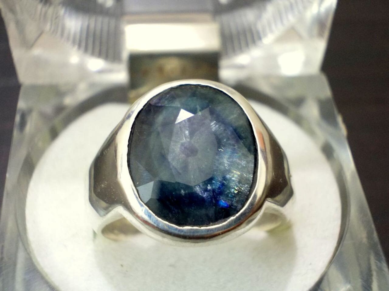 3.2 Ct Natural Oval Cut Peacock Blue Sapphire Ring 925 | Etsy