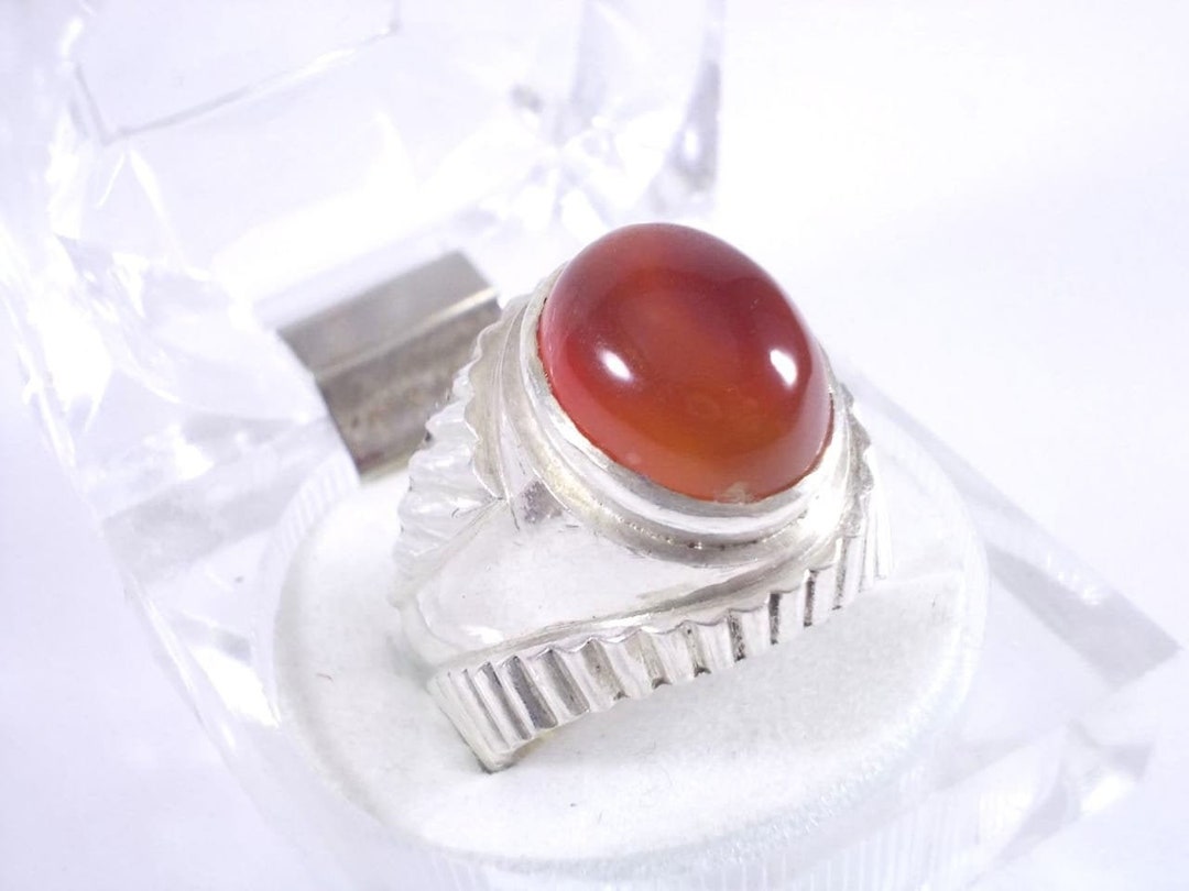 Natural Yemeni Deep Brown Khabadi Aqeeq Mens Ring 925 Sterling - Etsy