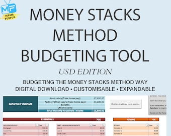 Household Budget US Goals, Financial Freedom, Debt Repayment  ** -  Family Budget Excel Spreadsheet Digital Download only