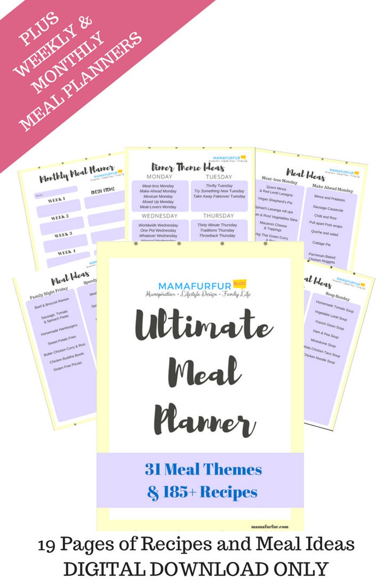 Family Meal Planning & Recipe Guide with Shopping Lists: Budgeting, Meal Planning, , Planner Pages Instant Download image 1