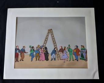 The Life and Adventures of Nicholas Nickleby (Opening Title) SEYMOUR CHWAST Hand Painted Animation Cel Matted