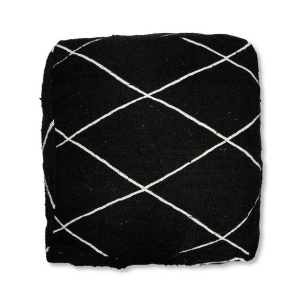 Moroccan pouf, Fur pouf, Yoga Cushion, Yoga pillow, Recycled Cotton Floor, Pouf ottoman, Black floor pillow, Meditation pillow, Wool, Cotton