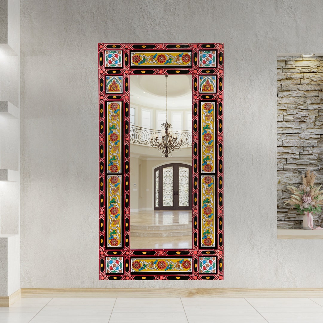 Full Length MIRROR, Hand Painted Wood Frame for Mirror, Thin Wood Frame ...