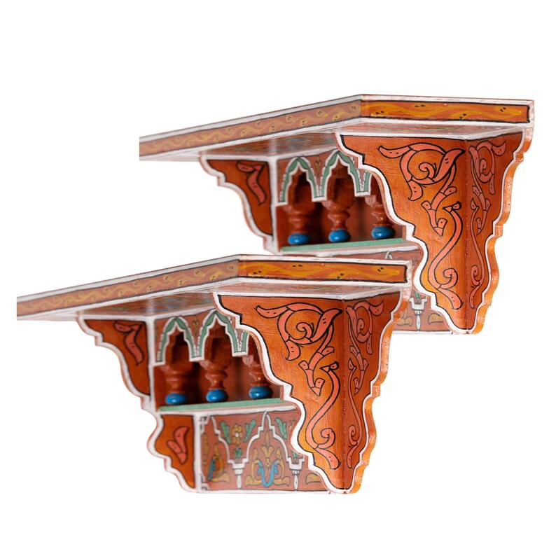 Set of 2 Painted Moroccan shelf Wall Shelves Floating Shelves Etsy