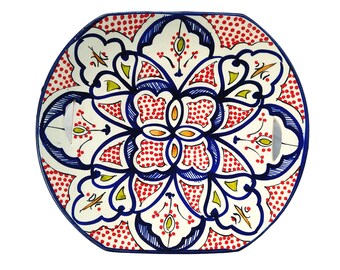 Moroccan ceramic dinner unique plate, Pottery serving dish, ceramic dinnerware, new home gift