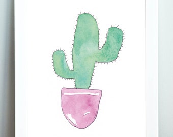 Watercolor Cactus | Plant Lady | House Plants | Cactus Art | Plant Prints | Potted Plants | Gallery Wall Art | Nursery Wall Art | Baby Room