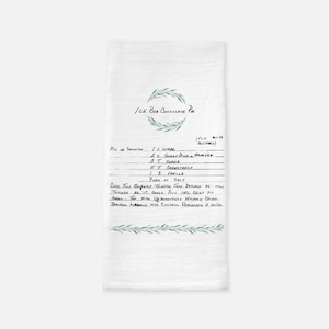 Custom Family Recipe Tea Towel Recipe Card Printed on Tea Towels Custom Kitchen Towels Handwritten Recipe printed on Floursack Towel image 3