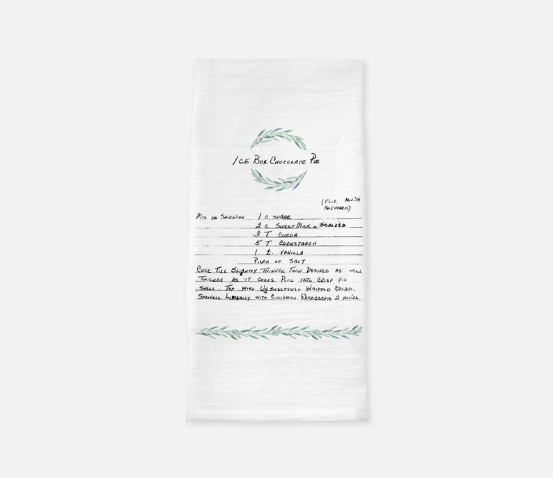 Custom Family Recipe Tea Towel Recipe Card Printed on Tea Towels Custom Kitchen Towels Handwritten Recipe printed on Floursack Towel image 3
