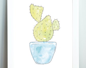 Watercolor Cactus | Plant Lady | House Plants | Cactus Art | Plant Prints | Potted Plants | Gallery Wall Art | Nursery Wall Art | Baby Room