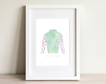 Watercolor Jockey Silk Art Print: Kentucky Derby Nursery Decor