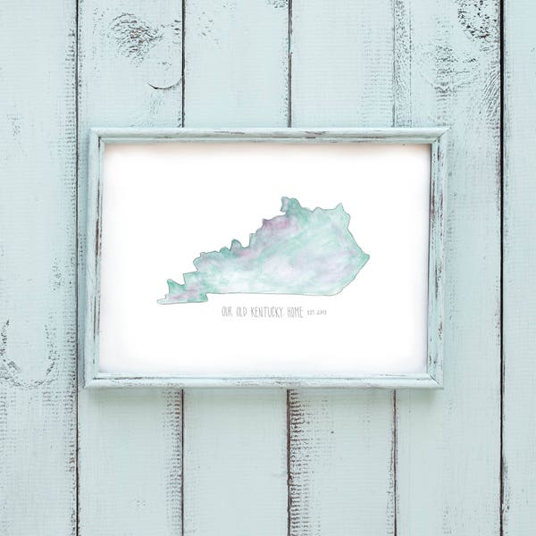 Watercolor Kentucky Print | Wedding Gift or Housewarming Gift | Custom Made Wall Art | Engagement Gift | State of KY |