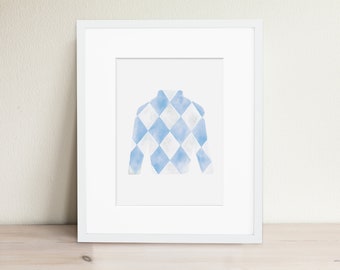 Watercolor Jockey Silk Art Print: Kentucky Derby Nursery Decor