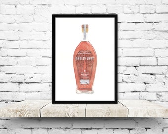 Watercolor Painting Angel's Envy Bourbon Bottle | Kentucky Art | Bourbon Lovers Gift | Groomsman | Husband | Fathers Day |Stock the Bar Gift