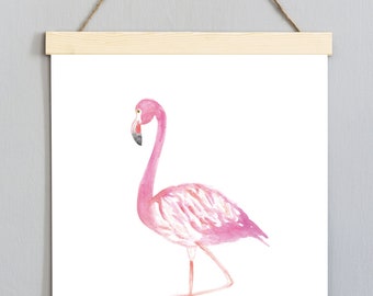 Watercolor Flamingo Art Print | Tropical Baby Room | Nursery Wall Art | Modern Paint Decor | Pink Flamingo | Costal | Beach Vibes | Oasis