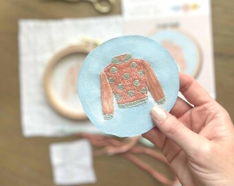 Polka Dot Jockey Silk Hand Embroidery Kit - Beginner Friendly