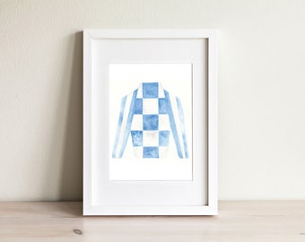 Secretariat Jockey Silk Watercolor Art Print: Kentucky Derby, Equestrian Nursery Decor