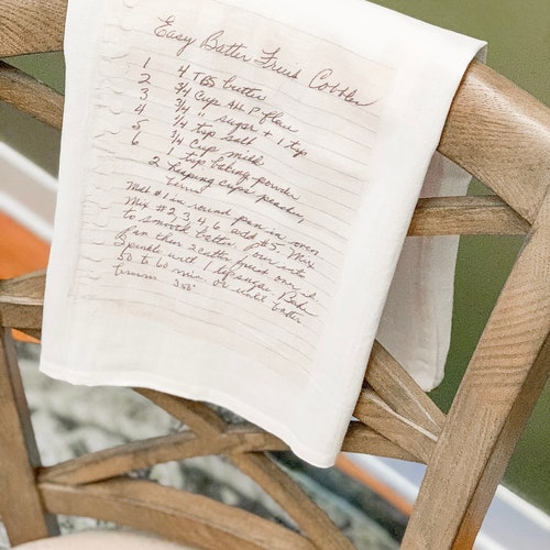Custom Recipe Tea Towel: Handwritten Family Recipe on Cotton