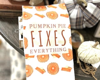 Watercolor Pumpkin Pie Tea Towel: Fall Kitchen Decor