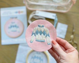 Blue Diamond Jockey Silk Hand Embroidery Kit - Beginner Friendly