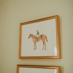 Vintage Jockey Art Print Riding Horse Horse Portrait Kentucky Derby Decor KY Thoroughbred Watercolor Nursery Equestrian Gallery Wall Art