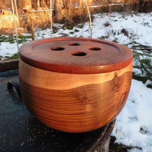 Yarn Bowl, Wooden Box With Button Lid, Wooden Button Box, Sewing Box, Craft Box, Knickknack Bowl etc Hand turned from various woods.