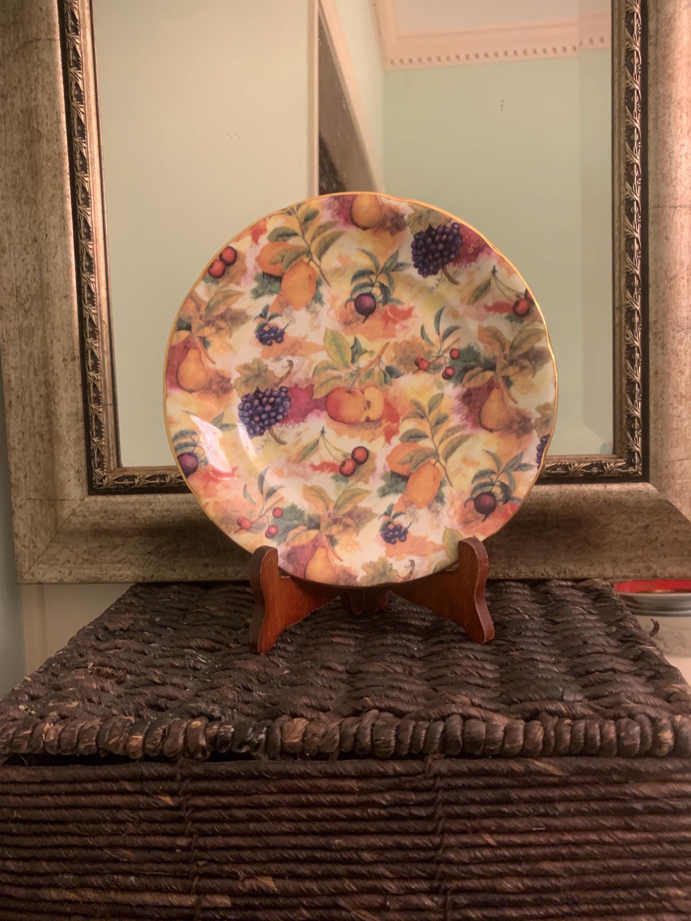 Vintage 7 3/8” 'A Special Place' Fruit Chintz Plate With Gold Rim