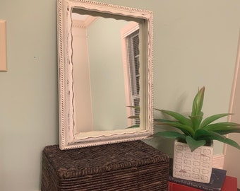 Vintage Shadow Box Mirror with Decorative Wooden Frame
