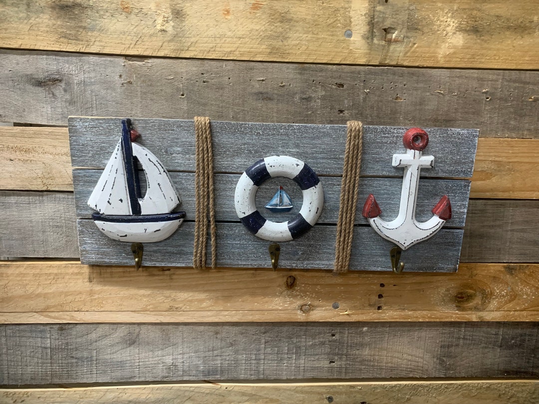 Rustic Nautical Beach Wall Decor With Hooks - Etsy