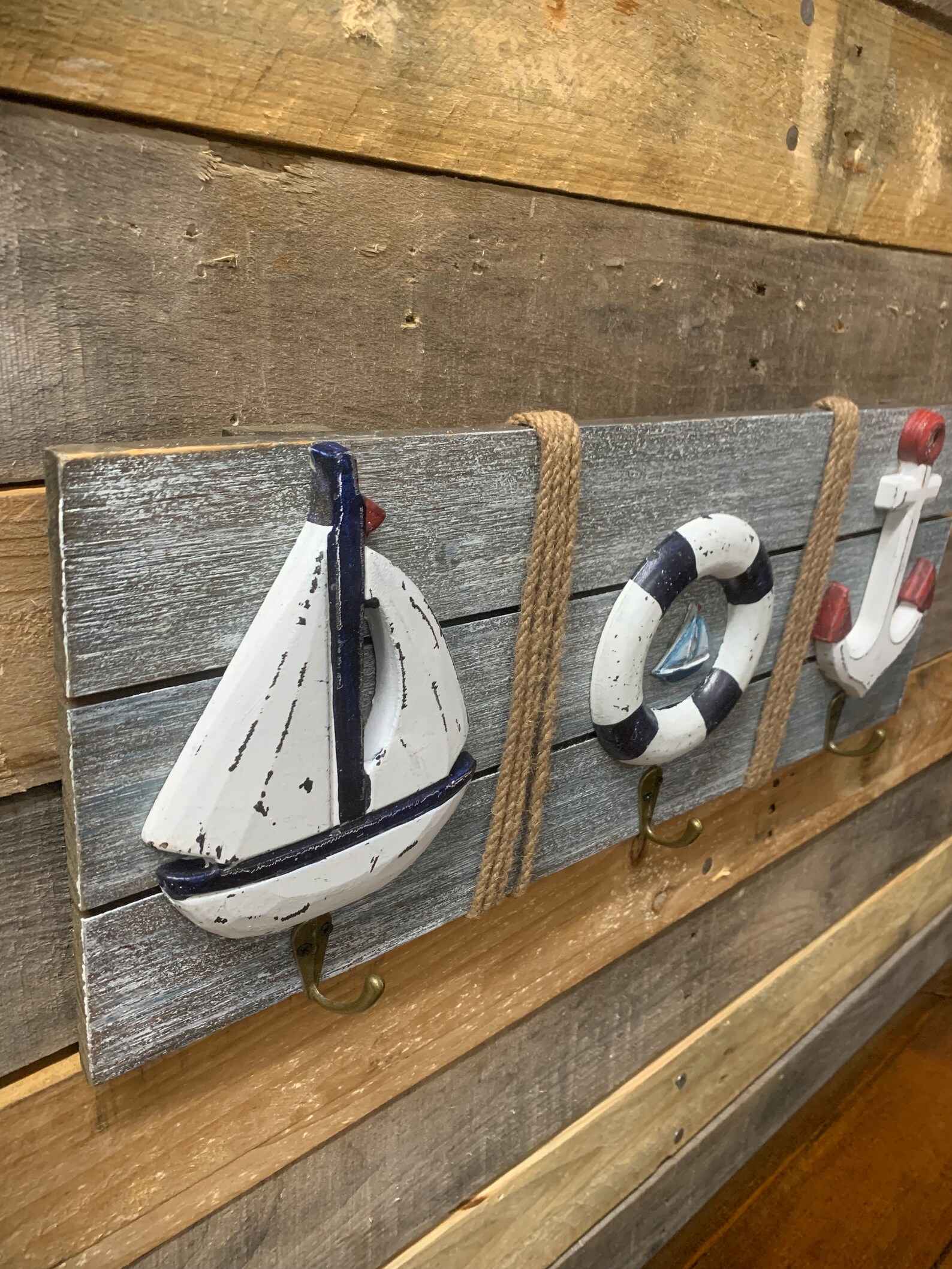 Rustic Nautical Beach Wall Decor With Hooks - Etsy